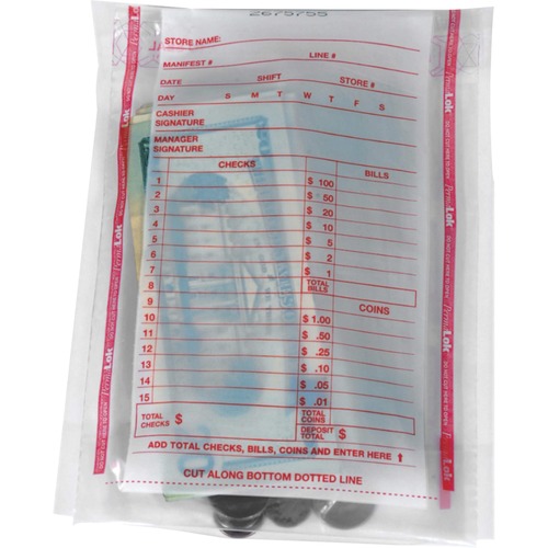 ControlTek PermaLOK Bundle Bags - 5.75" Width x 8.75" Length - Clear - 1000/Carton - Cash