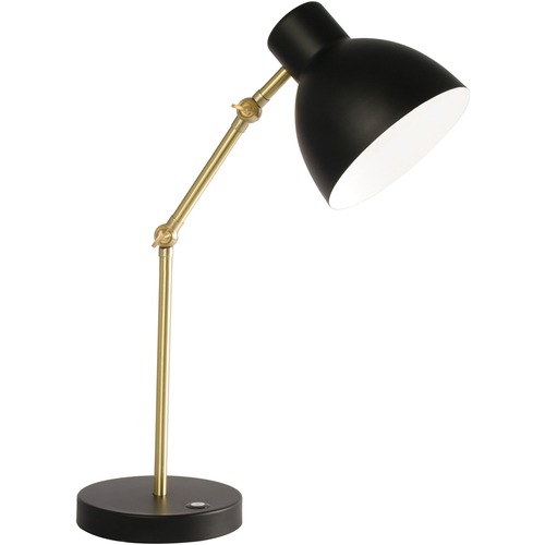 OttLite Adapt LED Desk Lamp - 22" Height - 4" Width - 14 W LED Bulb - Matte Black, Brushed Brass - Adjustable Brightness, Touch-activated, USB Charging, Adjustable Shade, Adjustable Height, Energy Saving, ClearSun LED, Locking Joint - 410 lm Lumens - Meta