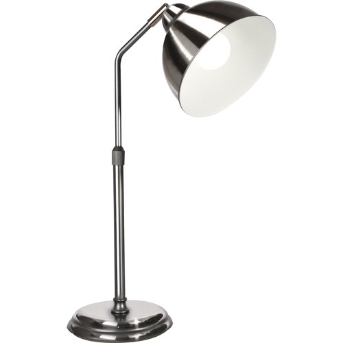 OttLite Covington LED Table Lamp - 22" Height - 7.5" Width - 6.50 W LED Bulb - Plated - Adjustable Shade, Adjustable Height, Energy Saving - 600 lm Lumens - Metal - Table Top - Brown, Brushed Nickel - for Bedroom, Office, Table