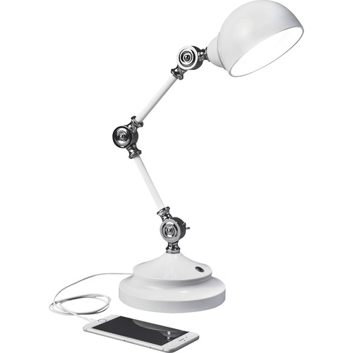 OttLite Wellness Series Revive LED Desk Lamp - 15.5" Height - 6" Width - LED Bulb - USB Charging, Adjustable Brightness, Touch-activated, Adjustable Height, Adjustable Knob, ClearSun LED, Energy Saving - 400 lm Lumens - Metal - Desk Mountable - White - fo