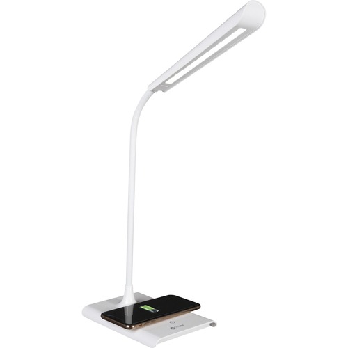 OttLite Power Up LED Desk Lamp with Wireless Charging - 21" Height - 5.1" Width - LED Bulb - Qi Wireless Charging, Touch-activated, Dimmable, Adjustable Height, USB Charging, ClearSun LED, Dimmable, Adjustable Brightness, Flexible Neck, Energy Saving - 40