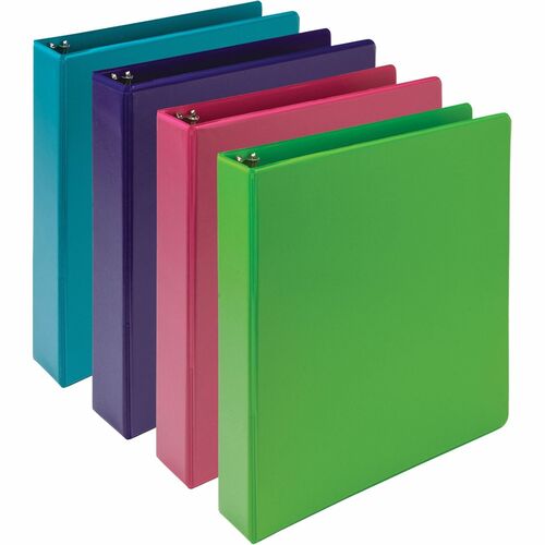 Samsill Earthchoice Durable View Binder - 1 1/2" Binder Capacity - Letter - 8 1/2" x 11" Sheet Size - 325 Sheet Capacity - 1.50" Ring - 3 x Round Ring Fastener(s) - 2 Internal Pocket(s) - Chipboard - Assorted - Recycled - Bio-based, Durable, Clear Overlay