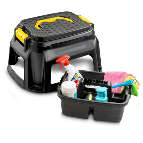 CEP Step Stool & Tool Box All In One - 1 Step - 550 lb Load Capacity - 23.6" Width x 12.9" Depth x 19.6" Height - Black, Yellow