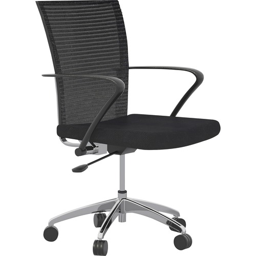 Safco Training Height-Adjustable Task Chair - Fabric, Wood Seat - Steel Frame - High Back - 5-star Base - Black - Armrest - 1 Each