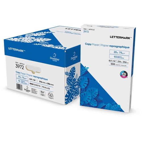 Domtar Copy Paper 92B 20lb 8-1/2" x 14" 500/pkg - 92 Brightness - Legal - 8 1/2" (215.90 mm) x 14" (355.60 mm) - 20 lb (9071.85 g) Basis Weight - Sustainable Forestry Initiative (SFI) - ColorLok Technology - Black, White - 500 / Pack