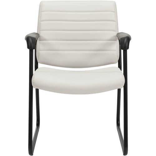 Offices To Go Caman Medium Back Guest Chair White - Mid Back - Sled Base - White - Luxhide, Bonded Leather - Armrest - 1 Each