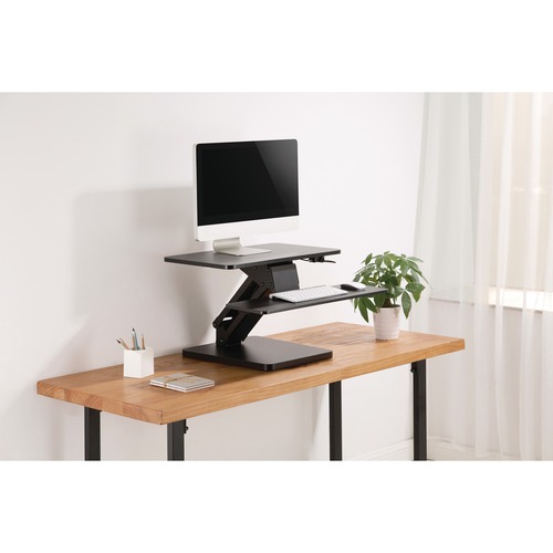 HDL Desktop Sit-to-Stand Converter - For - Table TopLaminated Rectangle Top - Black Base - Adjustable Height - 6.3" to 17.5" Adjustment x 23.6" Table Top Width x 15.7" Table Top Depth - 17.5" Height - Steel, Melamine - 1 Each