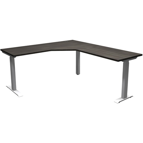 HDL Utility Table - L-shaped Top - Silver Three Leg Base - 3 Legs - 65" Table Top Width x 71" Table Top Depth x 1" Table Top Thickness - 28.5" Height - Assembly Required - Gray Dusk