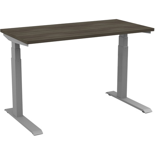 HDL Calypso Series Electric Height Adjustable Table - Silver Base - 2 Legs - 50" Height - Assembly Required - Gray Dusk, Laminated