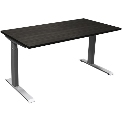 HDL Calypso Series Electric Height Adjustable Table - Silver Base - 2 Legs - 50" Height - Assembly Required - Gray Dusk, Laminated