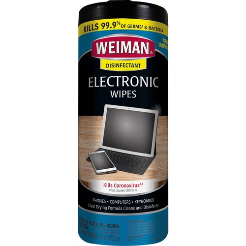 Weiman E-Tronic Wipes - For TV, Keyboard, Monitor, Notebook, Smartphone, Tablet, Electronics, Plasma Display, LCD - Streak-free, Lint-free, Ammonia-free, Anti-static, Pre-moistened - 30 / Can - 1 Each - White