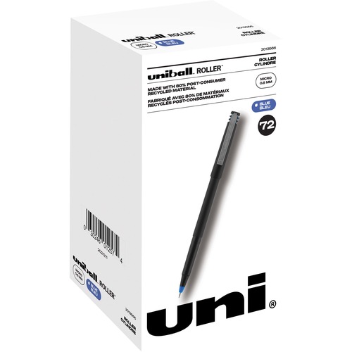 uniball™ Roller Rollerball Pen - Micro Pen Point - 0.5 mm Pen Point Size - Refillable - Blue Pigment-based Ink - 72 / Pack