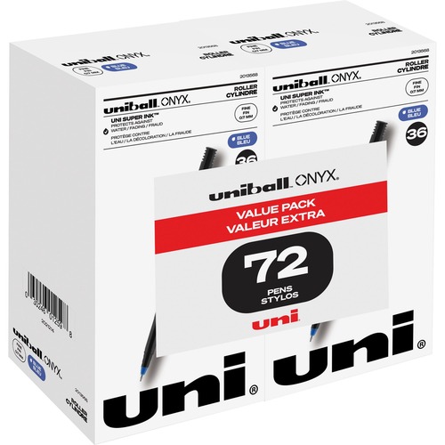 uniball™ Onyx Rollerball Pens - 0.7 mm Pen Point Size - Conical Pen Point Style - Blue - 72 / Pack