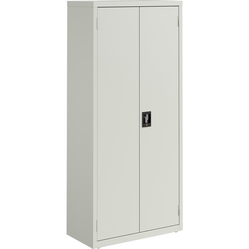 Lorell Fortress Series Slimline Storage Cabinet - 30" x 15" x 66" - 4 x Shelf(ves) - 720 lb Load Capacity - Durable, Welded, Nonporous Surface, Recessed Handle, Removable Lock, Locking System - Light Gray - Baked Enamel - Steel - Recycled