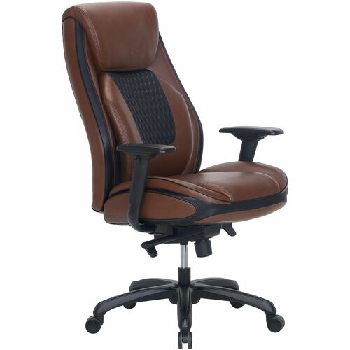 Shaquille O'Neal™ Nereus Ergonomic Bonded Leather High-Back Executive Office Chair, Brown/Black - Brown Bonded Leather Seat - Bonded Leather Back - Black Nylon Frame - High Back - Armrest - 1 Each