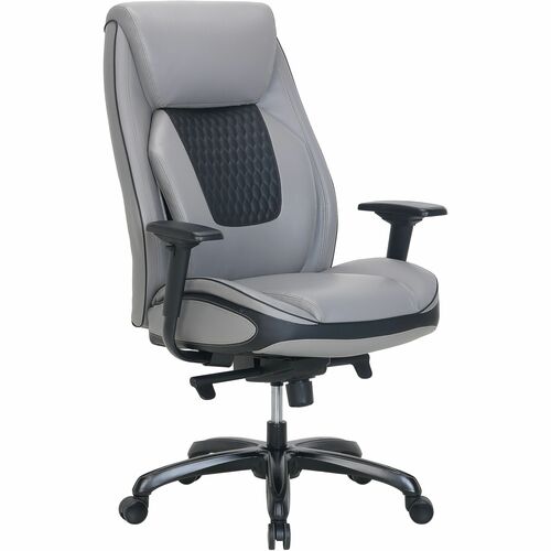 Shaquille O'Neal™ Nereus Ergonomic Bonded Leather High-Back Executive Chair, Gray/Black - Gray Bonded Leather Seat - Bonded Leather Back - Black Nylon, Steel, Wood Frame - High Back - Armrest - 1 Each
