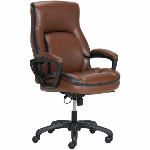Shaquille O'Neal™ Amphion Ergonomic Bonded Leather High-Back Executive Office Chair, Brown/Black - Brown Seat Color - Leather, Bonded Leather Seat Material - Bonded Leather Back Material - Black Frame Color - Nylon, Steel, Wood Frame Material - High