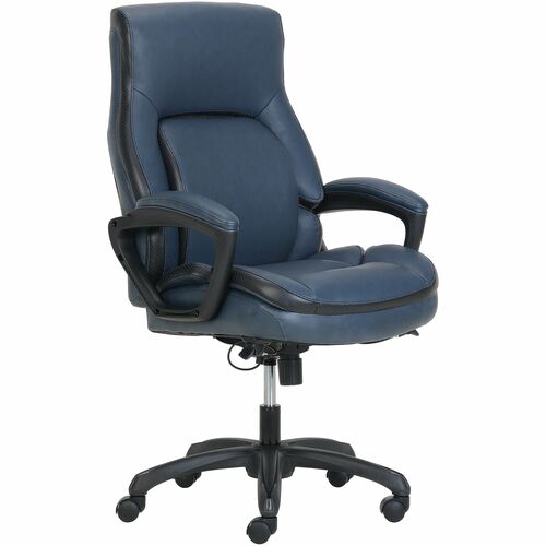 Shaquille O'Neal™ Amphion Ergonomic Bonded Leather High-Back Executive Office Chair, Navy/Black - Navy Seat Color - Leather, Bonded Leather Seat Material - Bonded Leather Back Material - Black Frame Color - Nylon, Steel, Wood Frame Material - High B