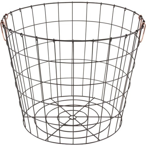 Realspace® Round Metal Wire Basket With Handles, Medium Size, Black/Copper - 14.5" Height x 18" Width x 18" Depth - Handle - Copper - Metal Wire - 1 Each