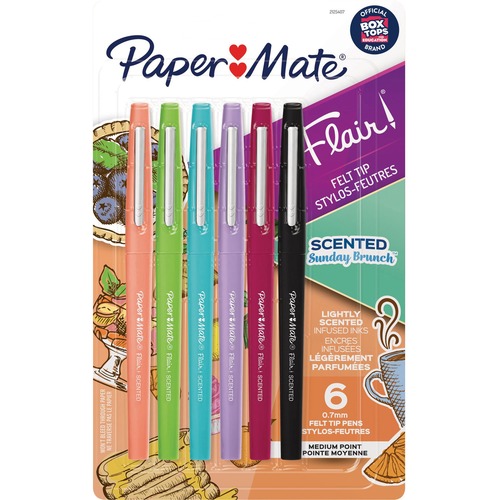 Paper Mate Flair Scented Markers Assorted Colours 6/pkg - Medium Marker  Point - 0.7 mm Marker Point Size - Assorted Water Based Ink - Felt Tip - 6  / Pack - Mills