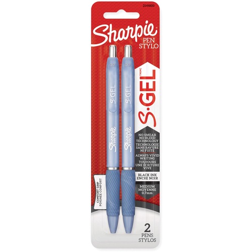 Sharpie S-Gel Fashion Retractable Pens 0.7 mm Medium Pen Point Blue Barrel Black Ink - 2 / Pack