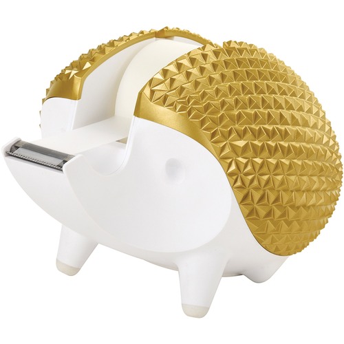 Scotch C47 Hedgehog Desktop Tape Dispenser Gold - 1" (25.40 mm) Core - Refillable - Weighted Base, Easy to Use - Gold, Silver