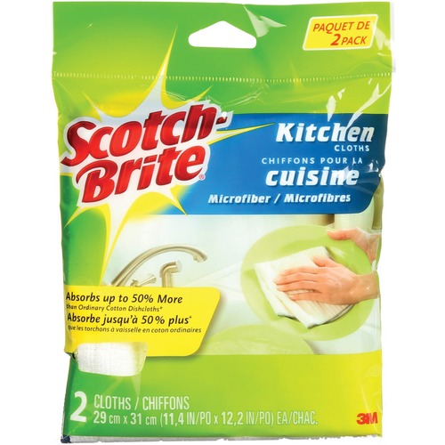 Scotch-Brite Microfibre Kitchen Cloths - Ready-To-Use Cloth6.50" (165.10 mm) Width x 8.50" (215.90 mm) Length - 2 / Pack