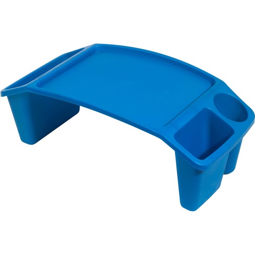 Deflecto Antimicrobial Kids Lap Tray - Supplies, Paper, Book, Pencil, Crayon, Mobile Device, Decoration/Activity - 8.53" (216.66 mm)Height x 23.35" (593.09 mm)Width x 12" (304.80 mm)Depth - Blue - Polypropylene, Plastic - Play Tables - DEF39502BLU