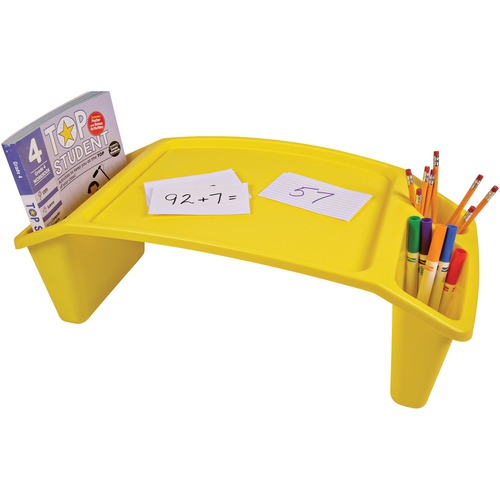 Deflecto Antimicrobial Kids Lap Tray - Supplies, Paper, Book, Pencil, Crayon, Mobile Device, Decoration/Activity - 8.53"Height x 23.35"Width x 12"Depth - Yellow - Polypropylene, Plastic