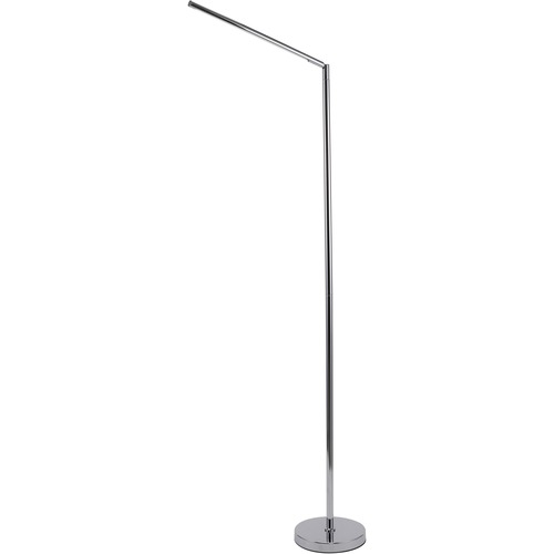 Bostitch Minimalist LED Floor Lamp 51"Chrome - 7 W LED Bulb - Polished Chrome - Adjustable Head, Swivel Head - 580 lm Lumens - Floor-mountable - Black - for Office, Room