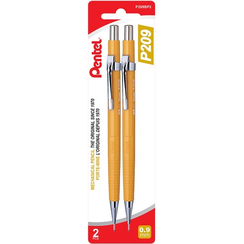 Pentel Mechanical Pencil 0.9 mm Yellow 2/pkg - 0.9 mm Lead Diameter - Yellow Lead - 2 / Pack