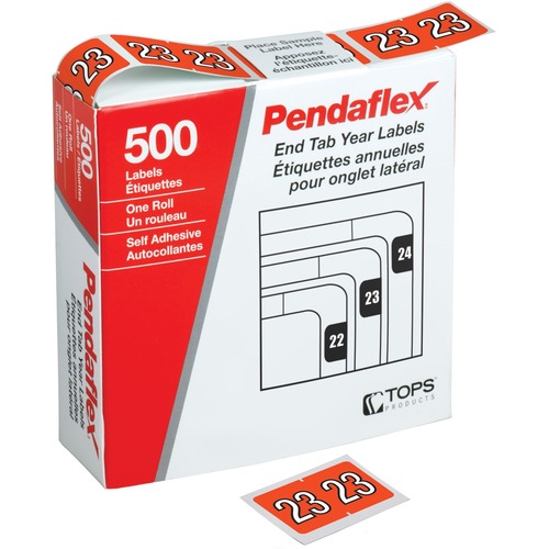 Pendaflex Labels Year 2023 Orange 500/box - Orange - 500 / Box