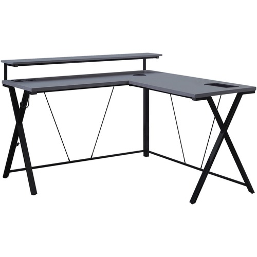 Office Star Gaming Desk - L-shaped Base - 36" Height x 54" Width x 54" Depth - Black