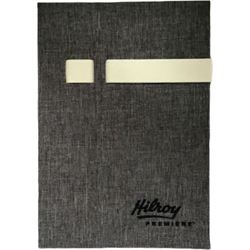 Hilroy Premiere Bungee Journal 8-1/2" x 6" Grey/Cream - 192 Pages - Ruled - 8.50" (215.90 mm) x 6" (152.40 mm) - Fabric Cover - Hard Cover, Pen Holder