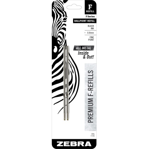 Zebra Pen F-701 Ball Point Pen Refills Fine Point Black 2/pkg - 0.80 mm, Fine Point - Black Ink - 2 / Pack