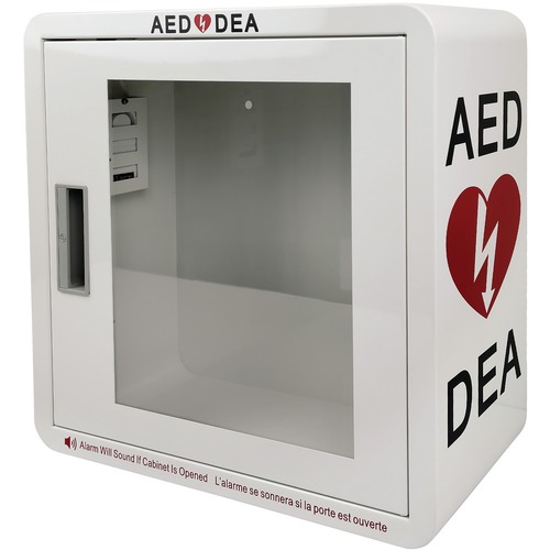 First Aid Central Storage Cabinet - 17.3" x 6.2" x 17.3" - Wall Mountable, Magnetic Latch, Door Alarm - White