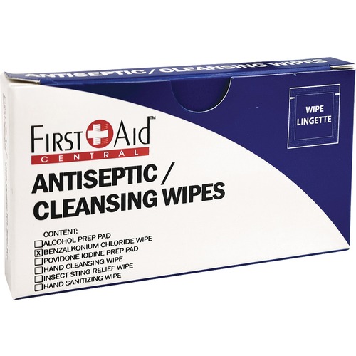 First Aid Central Benzalkonium Chloride Antiseptic Towelettes, 12/Box - Alcohol-free, Anti-septic - For Skin - 12 / Box