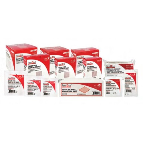 First Aid Central Gauze Bandage - 12 Ply - 3" (76.20 mm) x 3" (76.20 mm) - 25/Pack