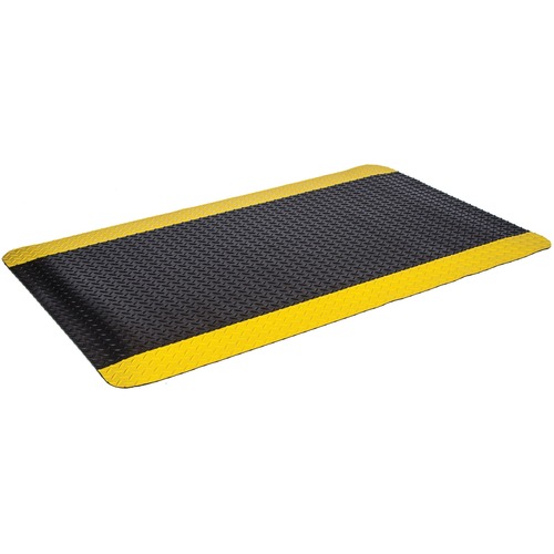 Floortex Anti-Fatigue Mat - Floor - 36" (914.40 mm) Length x 24" (609.60 mm) Width x 0.56" (14.29 mm) Thickness - Vinyl, PVC Foam - Black, Safety Yellow