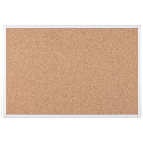 MasterVision Anti-Microbial Cork Board 36" x 48" - 36" (914.40 mm) Height x 48" (1219.20 mm) Width - Cork Surface - Corner, Resilient, Antimicrobial - White Aluminum Frame