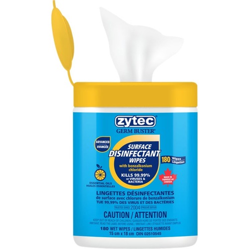 Zytec Advanced Disinfectant Wipes, 180 Wipes
