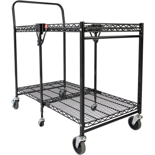 Stanley-Bostitch Large Folding Utility Cart with Wheels, Black - 226.80 kg Capacity - 6 Casters - Chrome - 37.5" Width x 23.5" Depth x 39" Height - Black