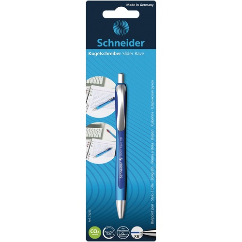 Schneider Slider Rave Retractable Ball Point Pen Extra Broad Blue - Extra Broad Pen Point - Refillable - Retractable - Blue