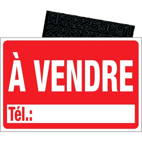 Identity Group HEADLINE Sign Kits À Vendre 8" x 12" French White on Red - À Vendre Print/Message - 12" (304.80 mm) Width x 8" (203.20 mm) Height - Rectangular Shape - Adhesive Backing, Durable, Sturdy, Flexible - Plastic, Styrene - White on Red