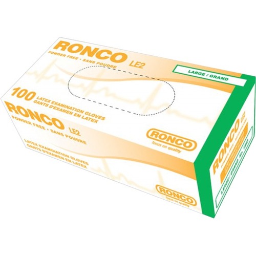 RONCO LE2 Latex Examination Glove (4 mil) - Medium Size - Tan - Flexible, Fatigue-free, Beaded Cuff, Comfortable, Powder-free - For Food Processing, Dental, Healthcare Working, Pharmaceutical, Veterinary, Laboratory, Cosmetology, Food Preparation, Hospita