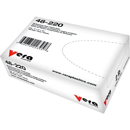 Vera Plastics LDPE Flat Polybag - 907.2 g Capacity - 4" (101.60 mm) Width x 10" (254 mm) Length - 2" (50.80 mm) Gusset - Low Density - Clear - Low Density Polyethylene (LDPE) - 100/Box - Multipurpose - Food Storage Bags/Wraps - RON48220
