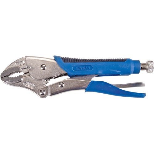 Aurora Tools Locking Pliers with Wire Cutter, 10" Length, Curved Jaw - 10" (254 mm) Length - Chrome Vanadium Steel - Locking, Curved Jaw - 1 Each
