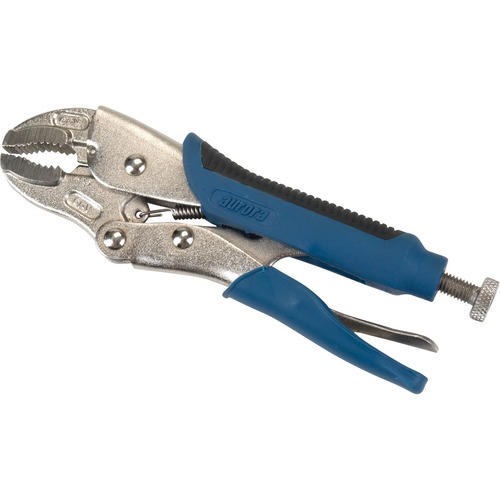 Aurora Tools Locking Pliers with Wire Cutter, 7" Length, Curved Jaw - 7" (177.80 mm) Length - Chrome Vanadium Steel - Locking, Curved Jaw - 1 Each