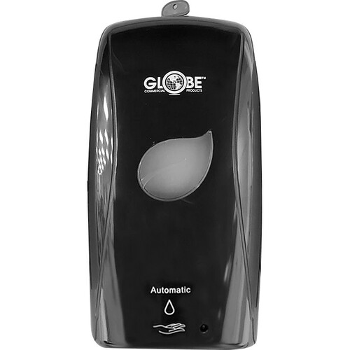 Globe Touch-Free Lotion Soap Dispenser With Refillable Bottle - Black - Automatic - 1 L Capacity - Support 6 x AA Battery - Hygienic, Refillable - Black - 1 / Pack