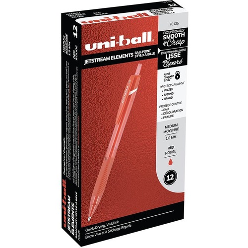 uni-ball Jetstream Elements Retractable Ball Point Pens Medium Point Red 12/box - Medium Pen Point - 1 mm Pen Point Size - Retractable - Red Oil Based Ink - 12 / Box